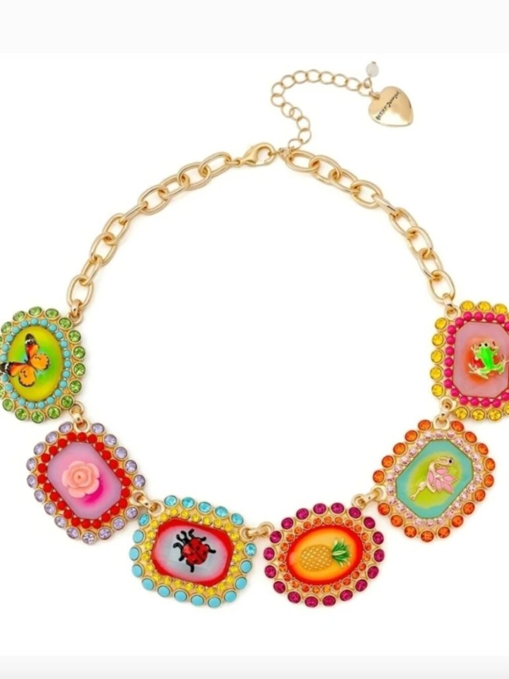 NWT Betsey Johnson Backyard Stone Critter Bib Statement Necklace $168